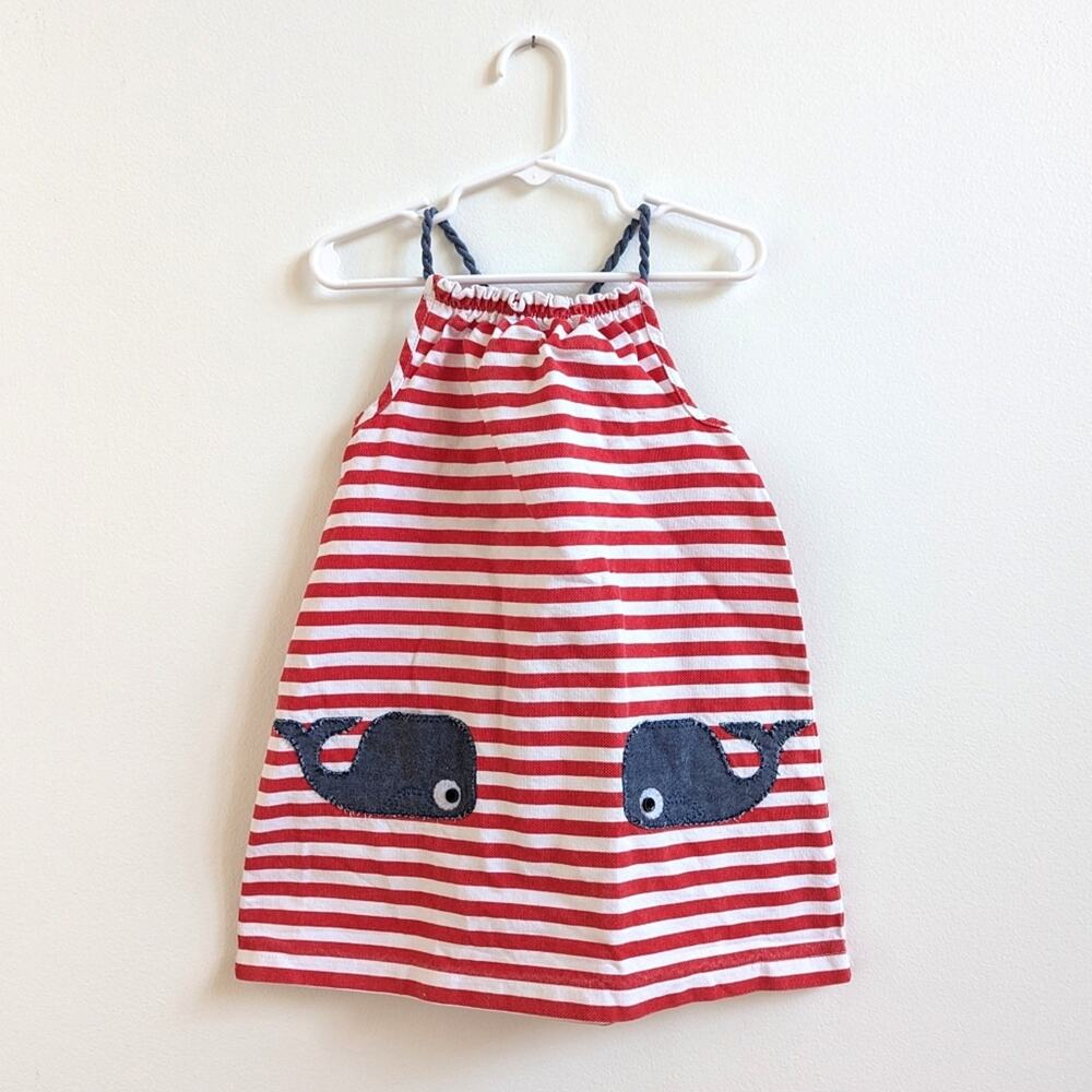 Mud Pie Tunic Girls Sz 5T Red Stripe Whale Tank Top Boutique Cute